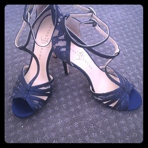 Navy Glitter Lace Heels